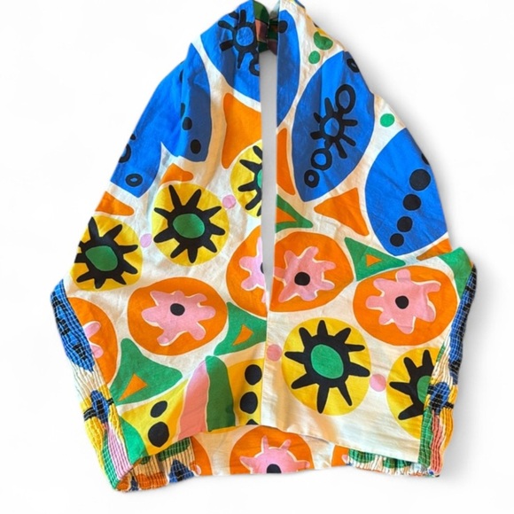 ZARA Halter Top 7703/025 278/015 colorful pattern XS crossover cotton NeW - Picture 7 of 7